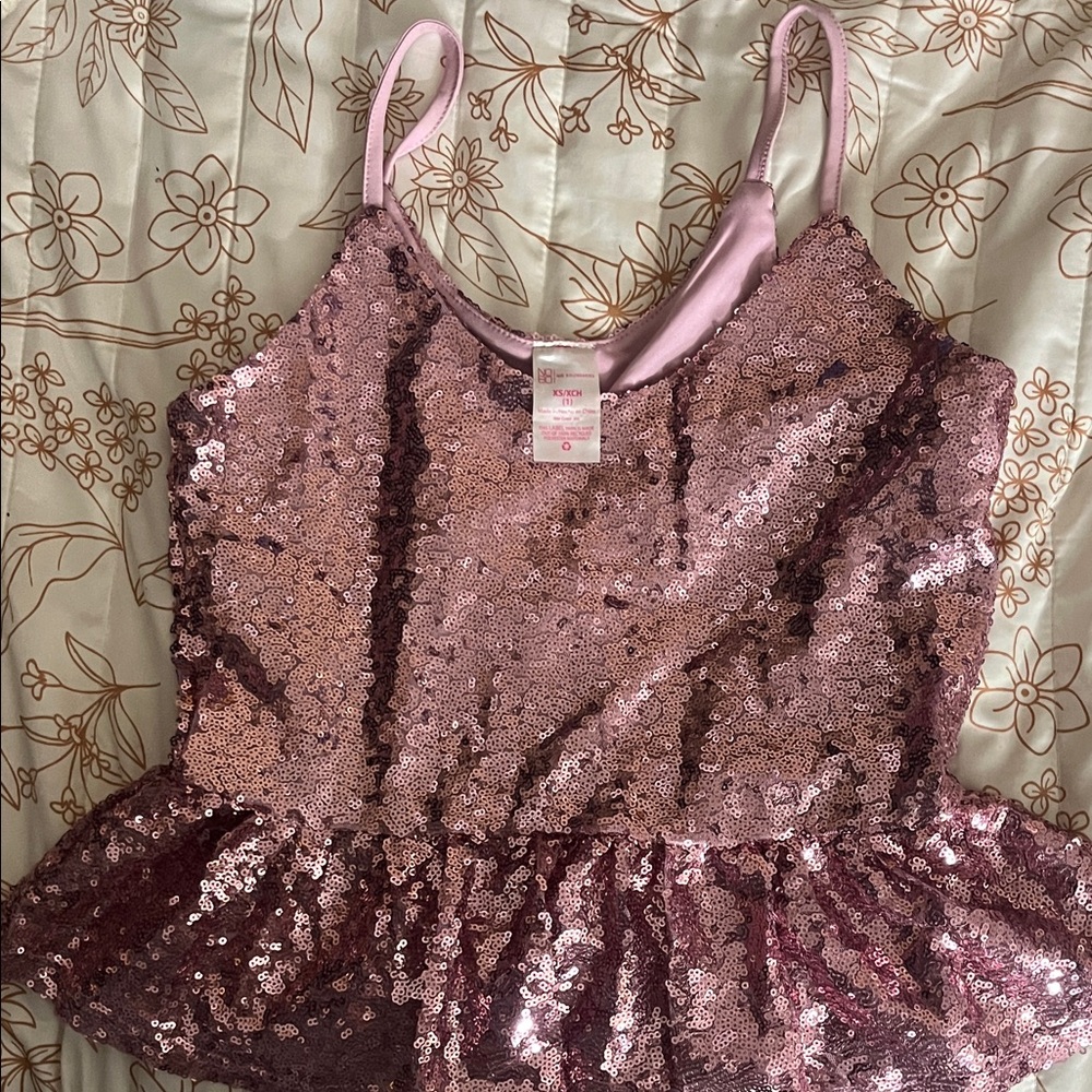 Pink Sequin Peplum Top